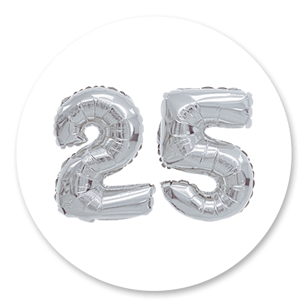 Cijferballon zilver 25